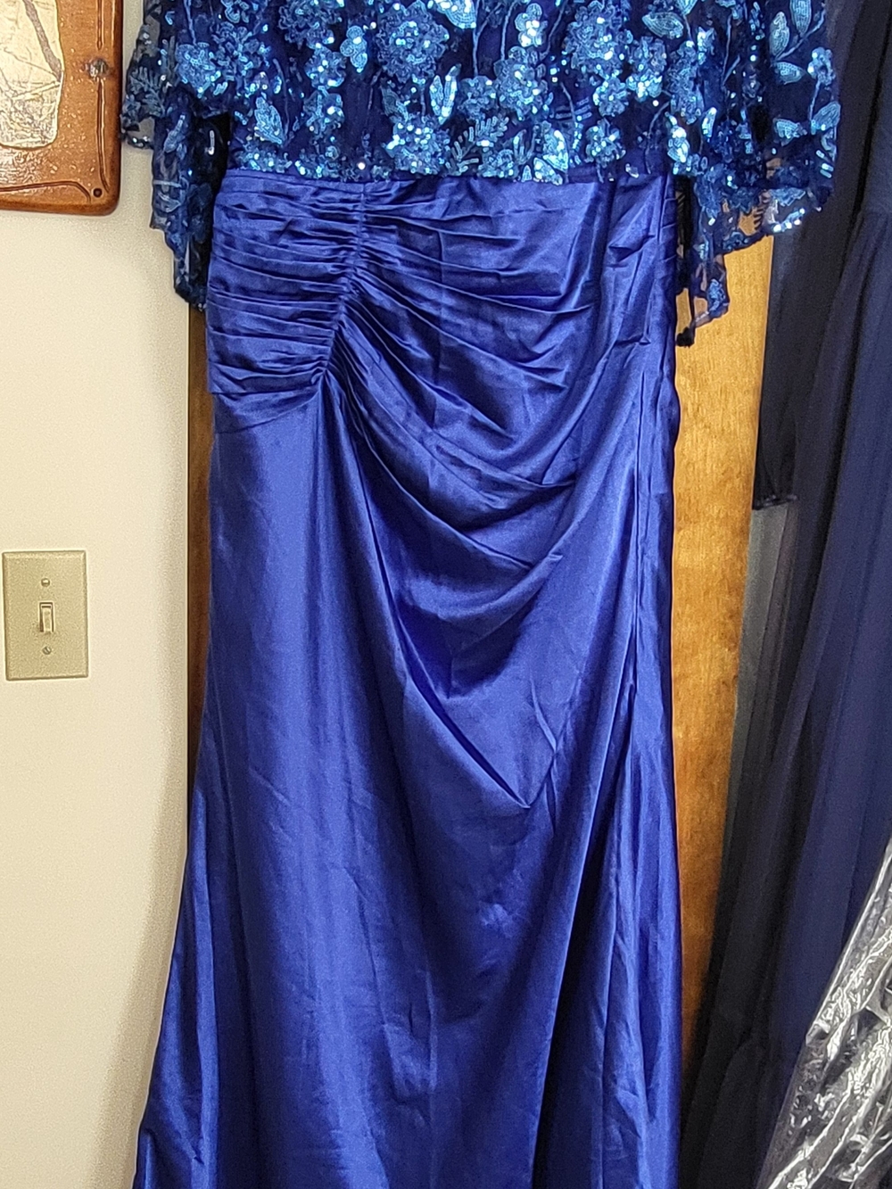 Satin Ruched Maxi Dress in Royal Blue NWT 12 And 14